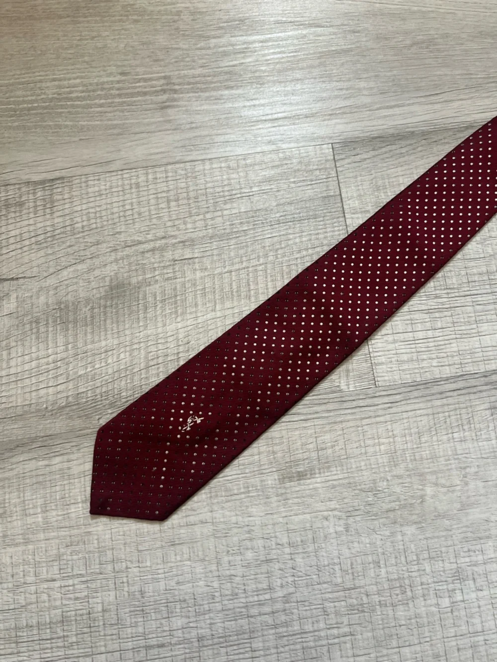 VINTAGE YSL SAINT LAURENT Men's Burgundy Polka Dot Tie - Classic Dress Tie